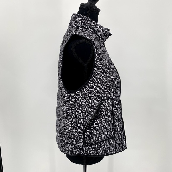 Shop Wanna B Ladies Black/White Quilted Vest Zip Up Collar Pockets - Small - Picture 7 of 12